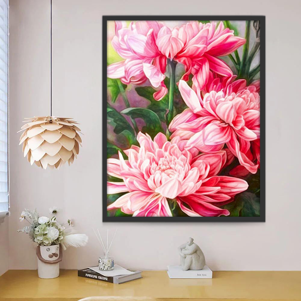 Grandes Fleurs Roses Peinture par Numéros