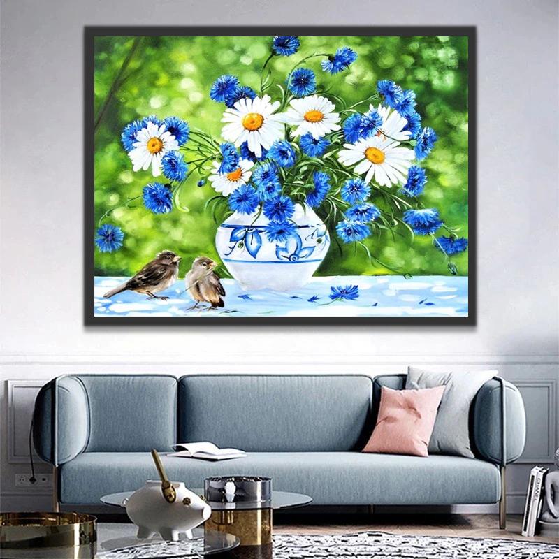 Grandes Marguerites Blanches Vivaces Peinture par Numéros