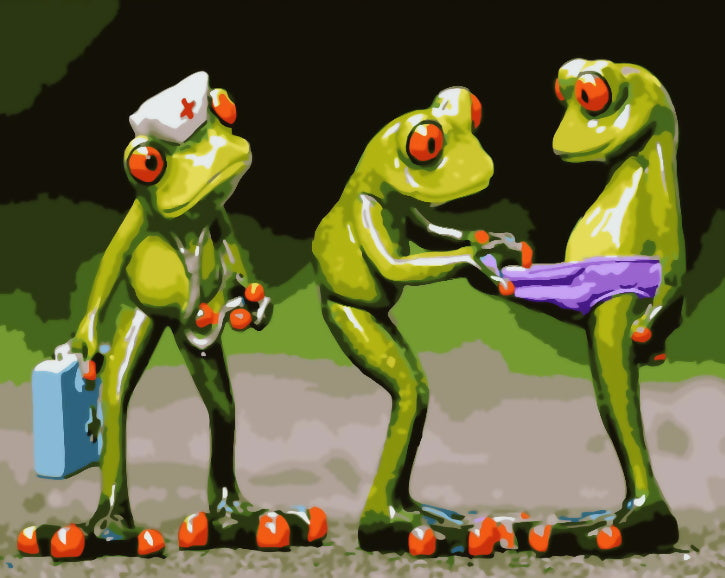 Grenouille Médecin et Patient Peinture par Numéros