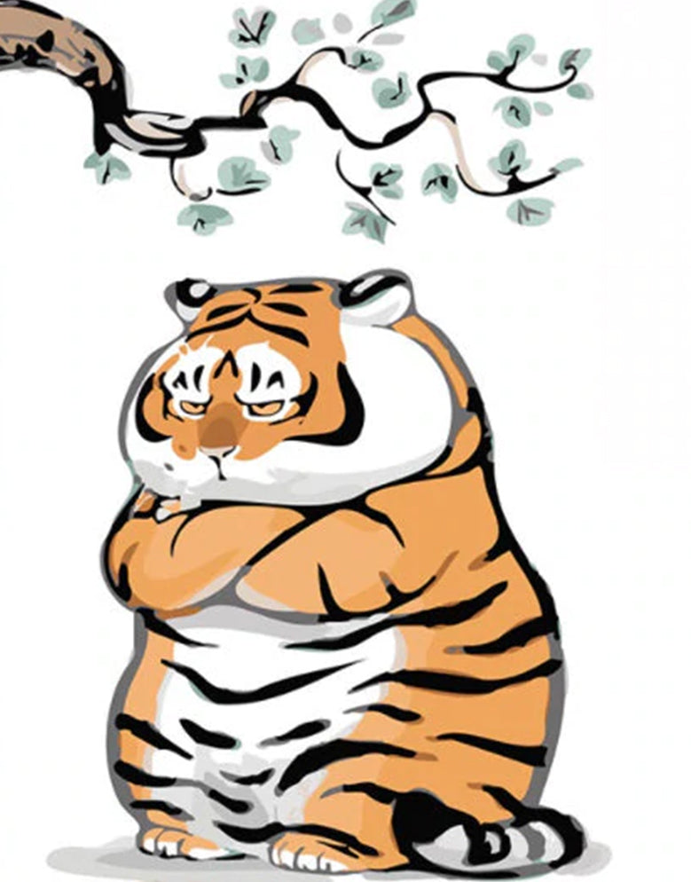 Gros Tigre Boudant Peinture par Numéros
