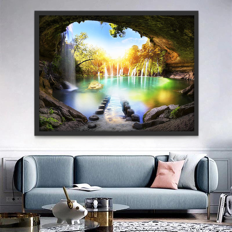 Grotte et Lac Coloré Peinture par Numéros