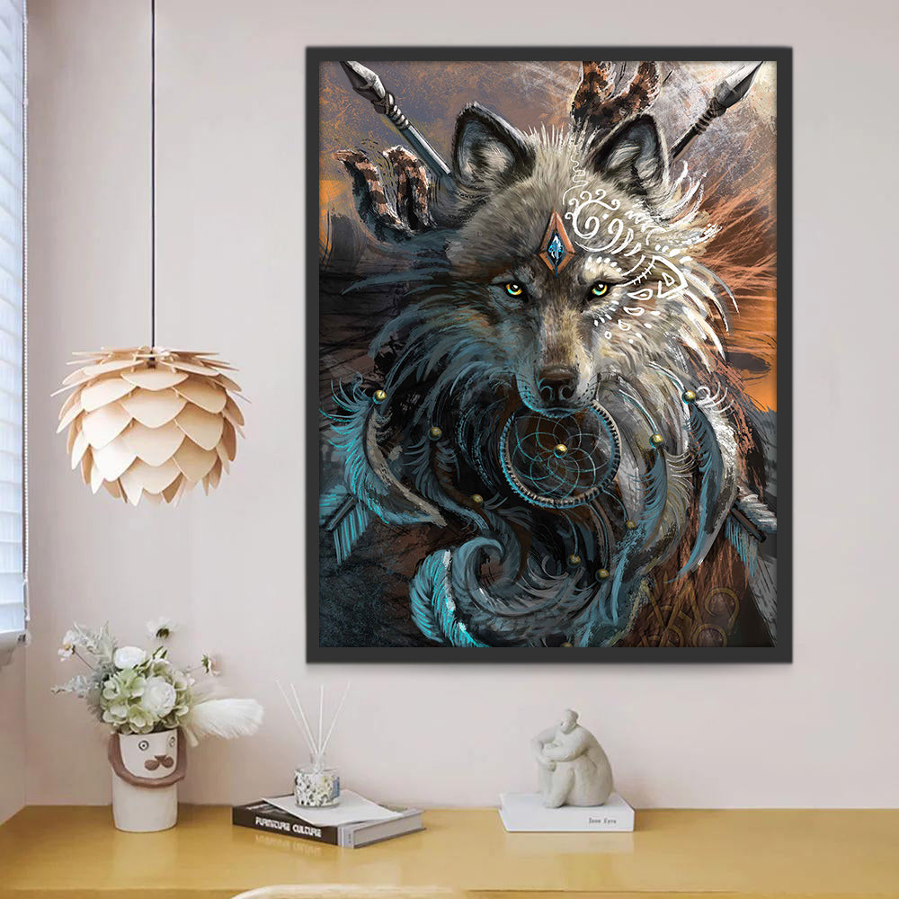 Guerrier Loup Peinture par Numéros