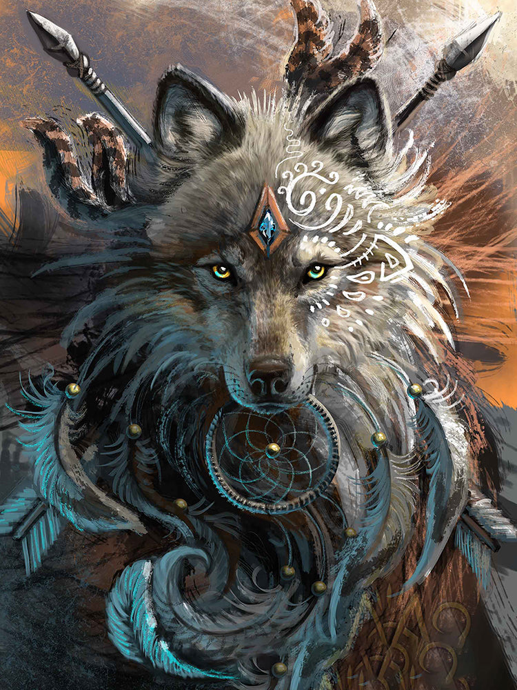 Guerrier Loup Peinture par Numéros
