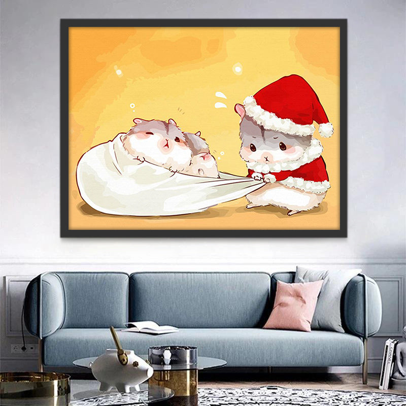Hamsters de Noël Peinture par Numéros