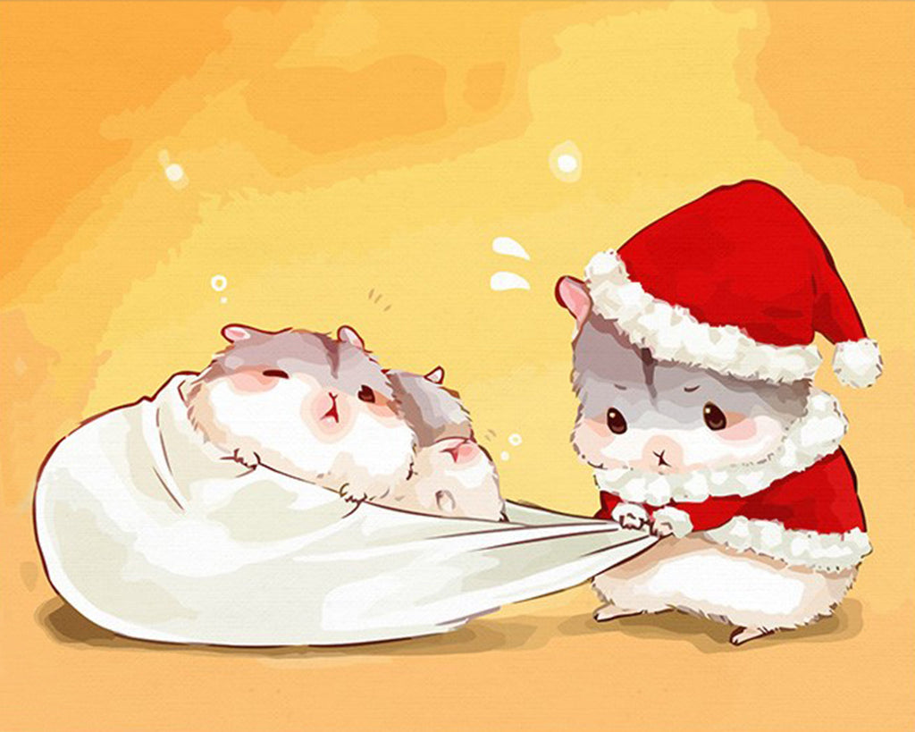 Hamsters de Noël Peinture par Numéros