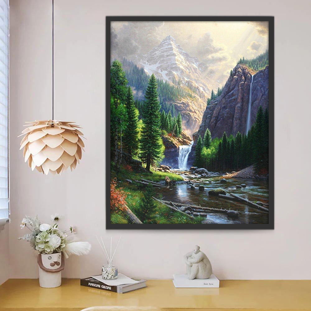 Hautes Montagnes et Grande Rivière Peinture par Numéros