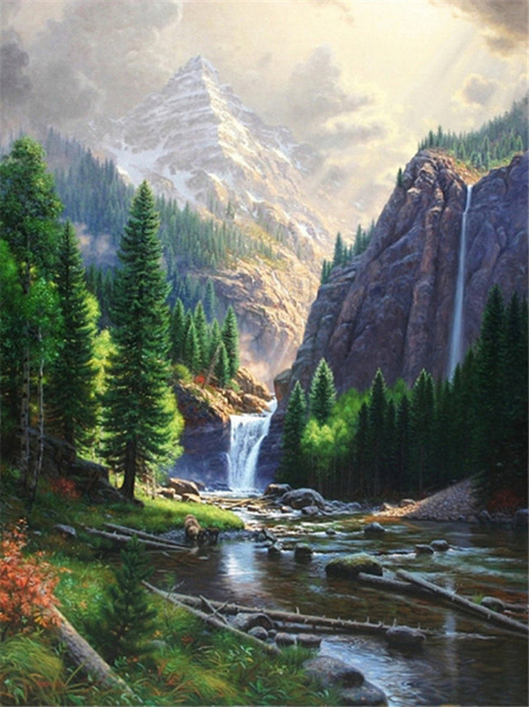 Hautes Montagnes et Grande Rivière Peinture par Numéros