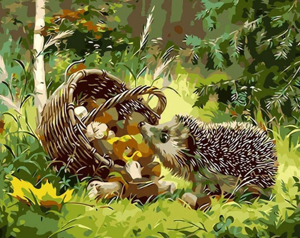 Hérisson et Champignons Peinture par Numéros