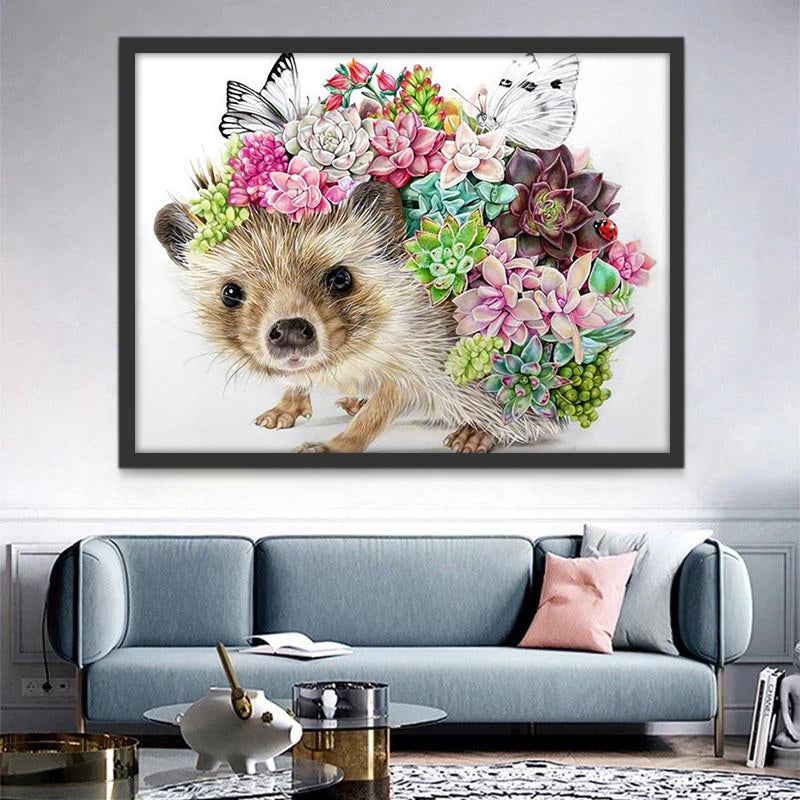 Hérisson et Plantes Grasses Peinture par Numéros