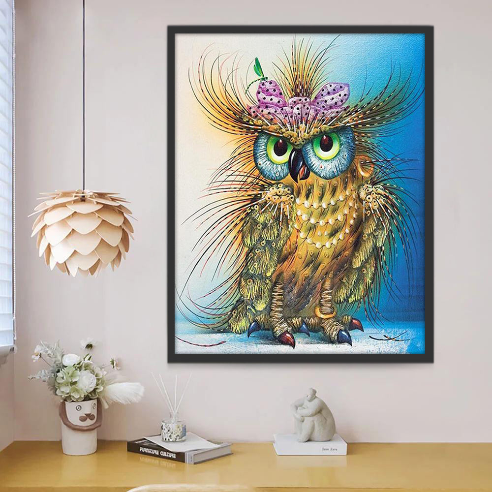 Hibou aux Plumes Longues Peinture par Numéros