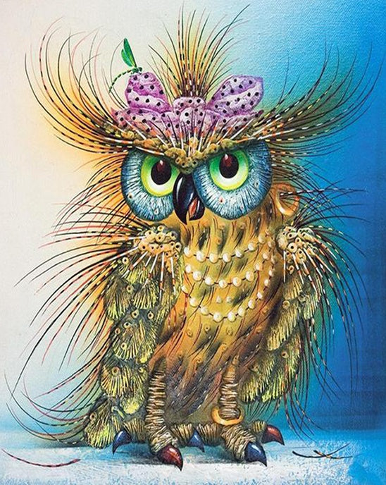 Hibou aux Plumes Longues Peinture par Numéros