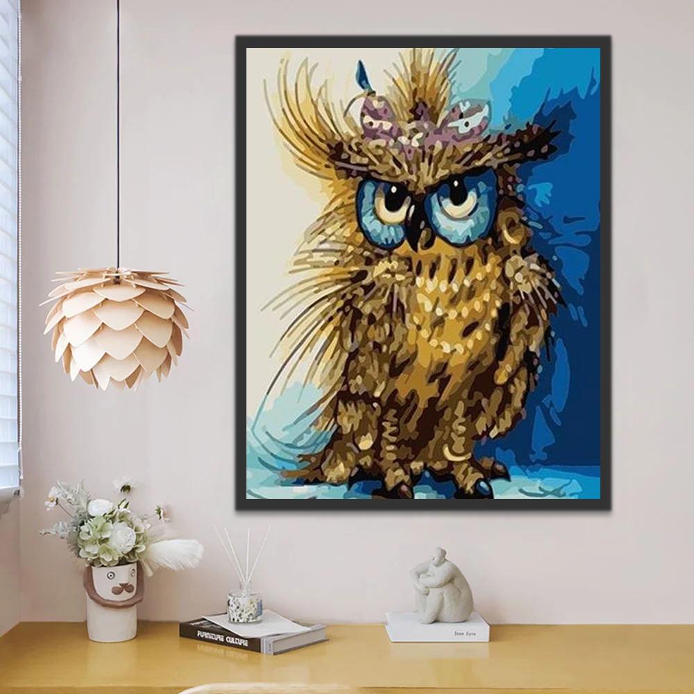 Hibou Gribouillé Peinture par Numéros