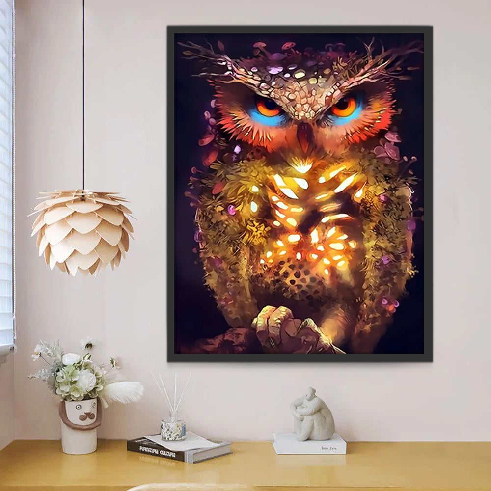 Hibou Lumineux Peinture par Numéros