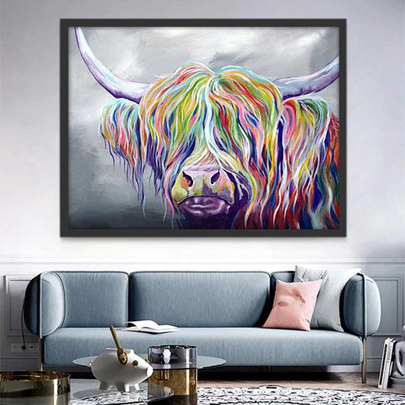 Highland à Poil Coloré Peinture par Numéros