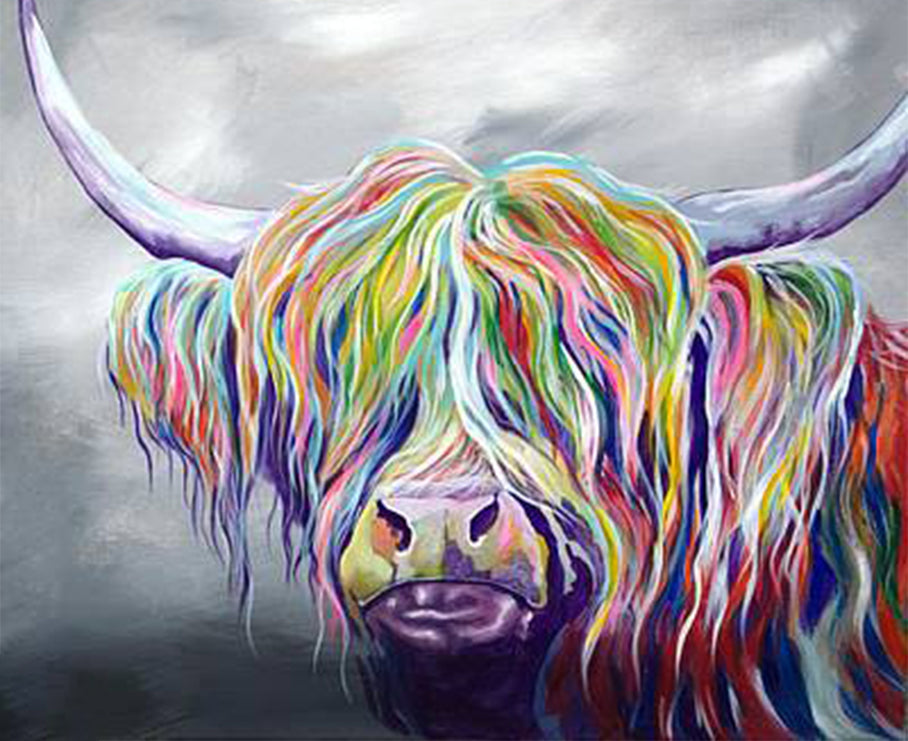 Highland à Poil Coloré Peinture par Numéros