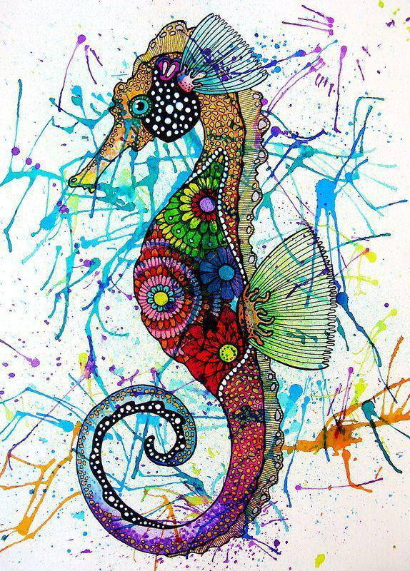 Hippocampe Coloré Peinture par Numéros