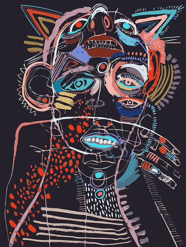 Homme Art Abstrait Cyber Peinture par Numéros