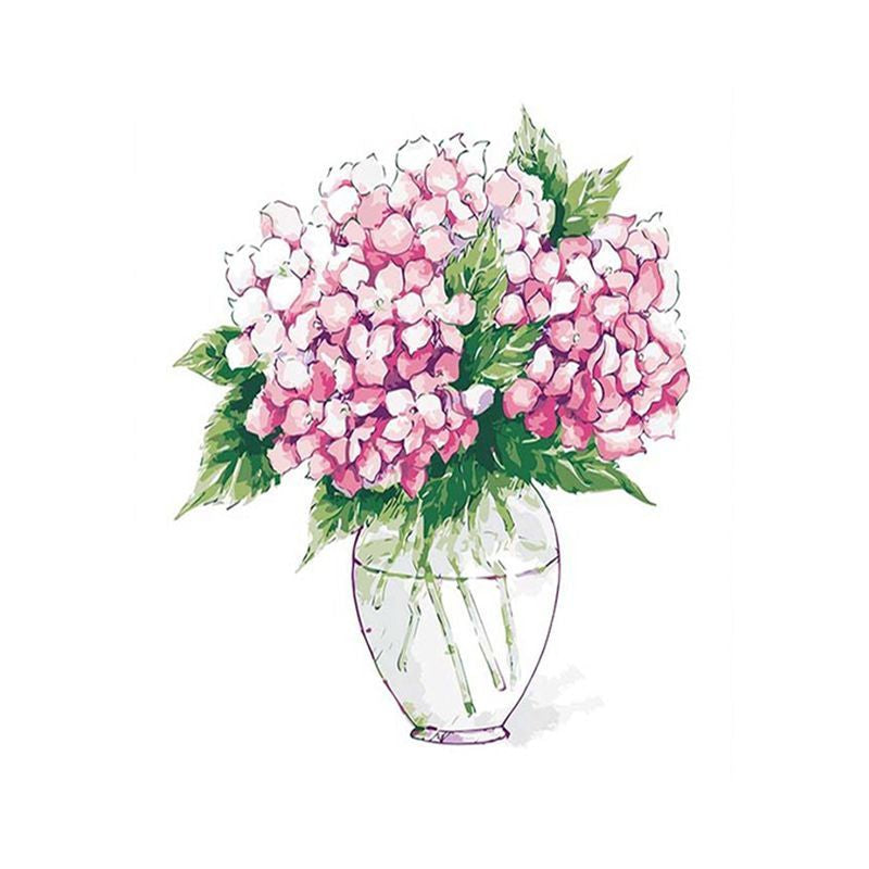 Hortensias Roses Peinture par Numéros