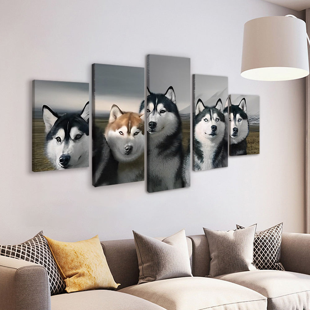 Huskies 5 Partie Peinture par Numéros