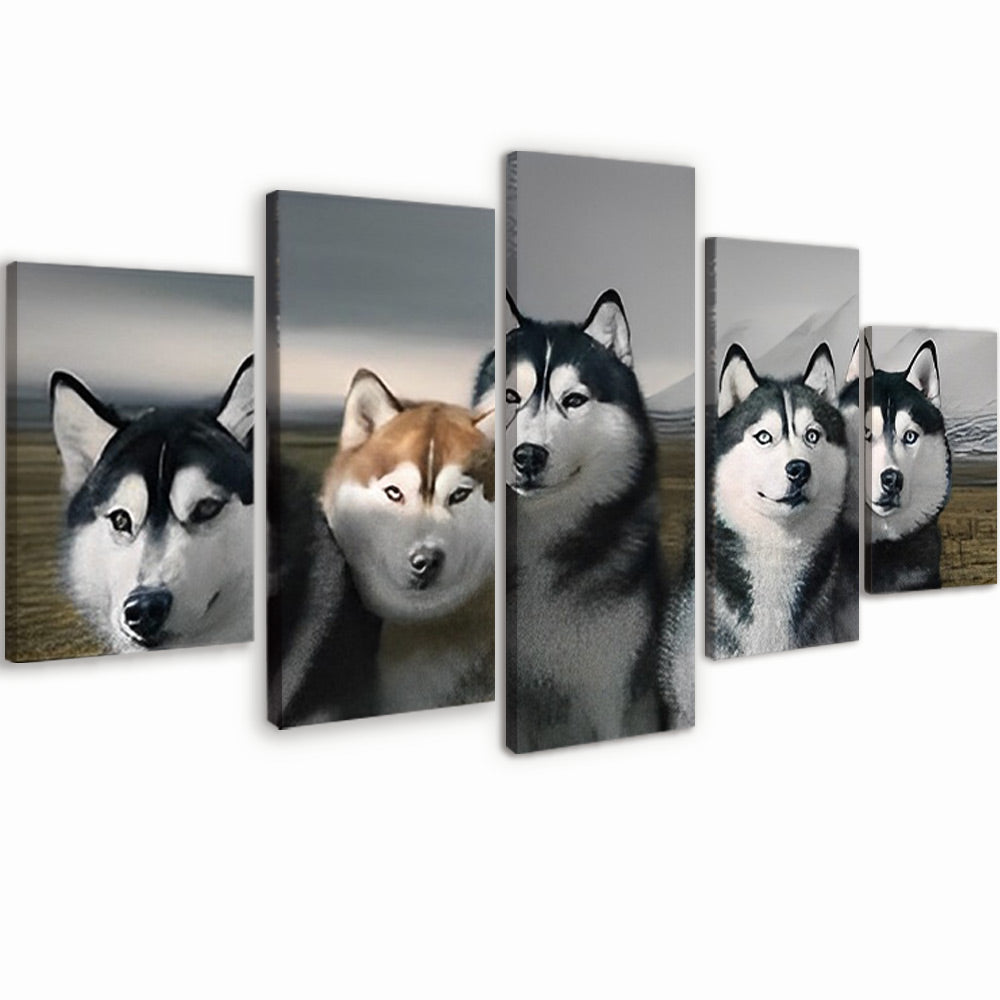 Huskies 5 Partie Peinture par Numéros
