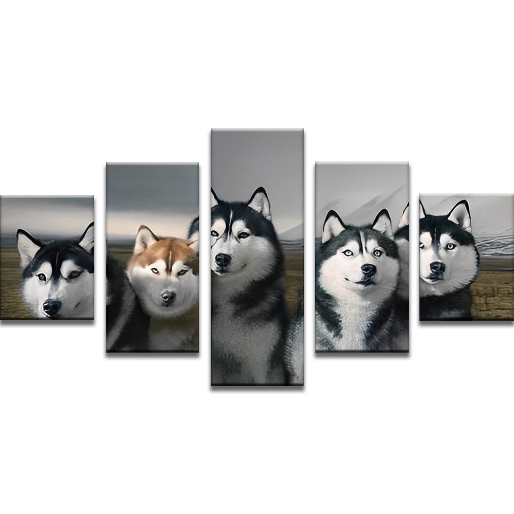 Huskies 5 Partie Peinture par Numéros