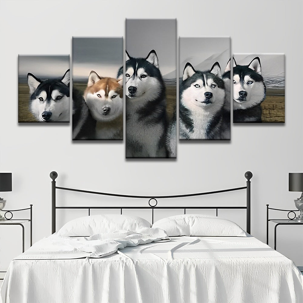 Huskies 5 Partie Peinture par Numéros