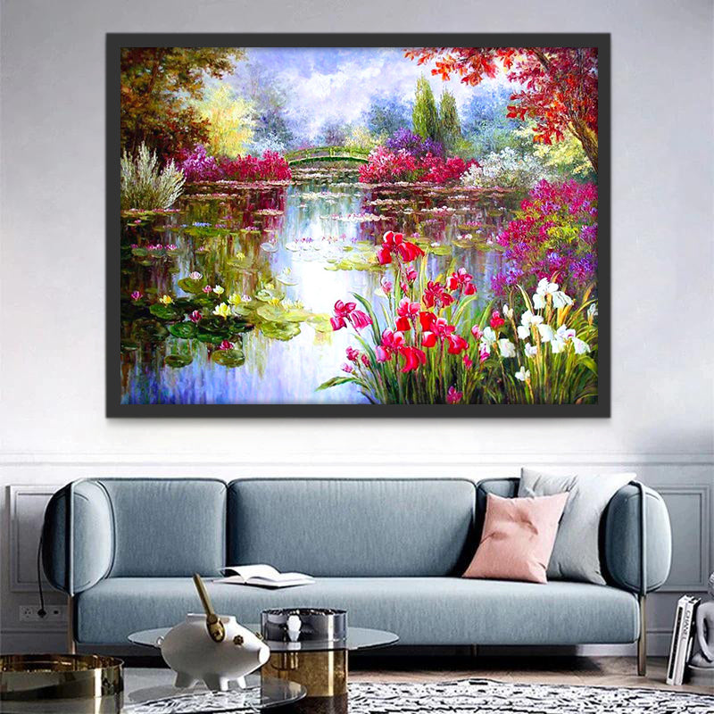 Jardin et Lac Peinture par Numéros