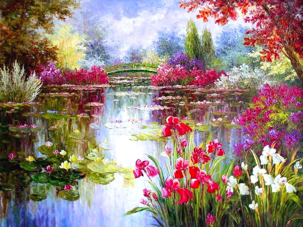 Jardin et Lac Peinture par Numéros