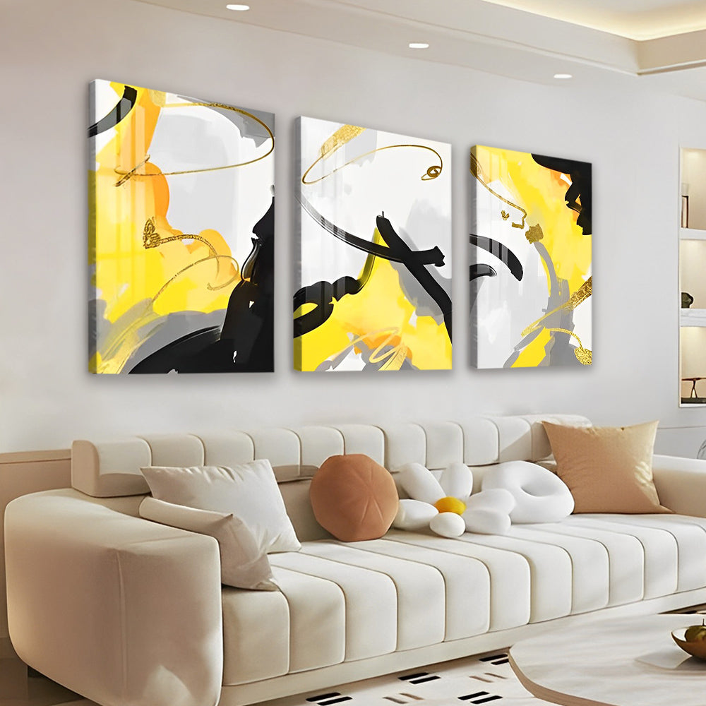 Jaune Noir et Gris 3 Partie Peinture par Numéros