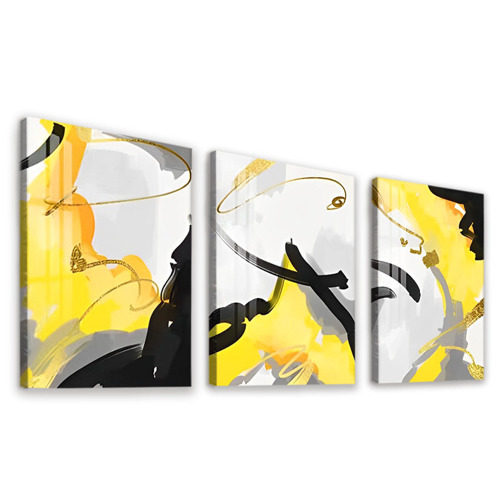Jaune Noir et Gris 3 Partie Peinture par Numéros
