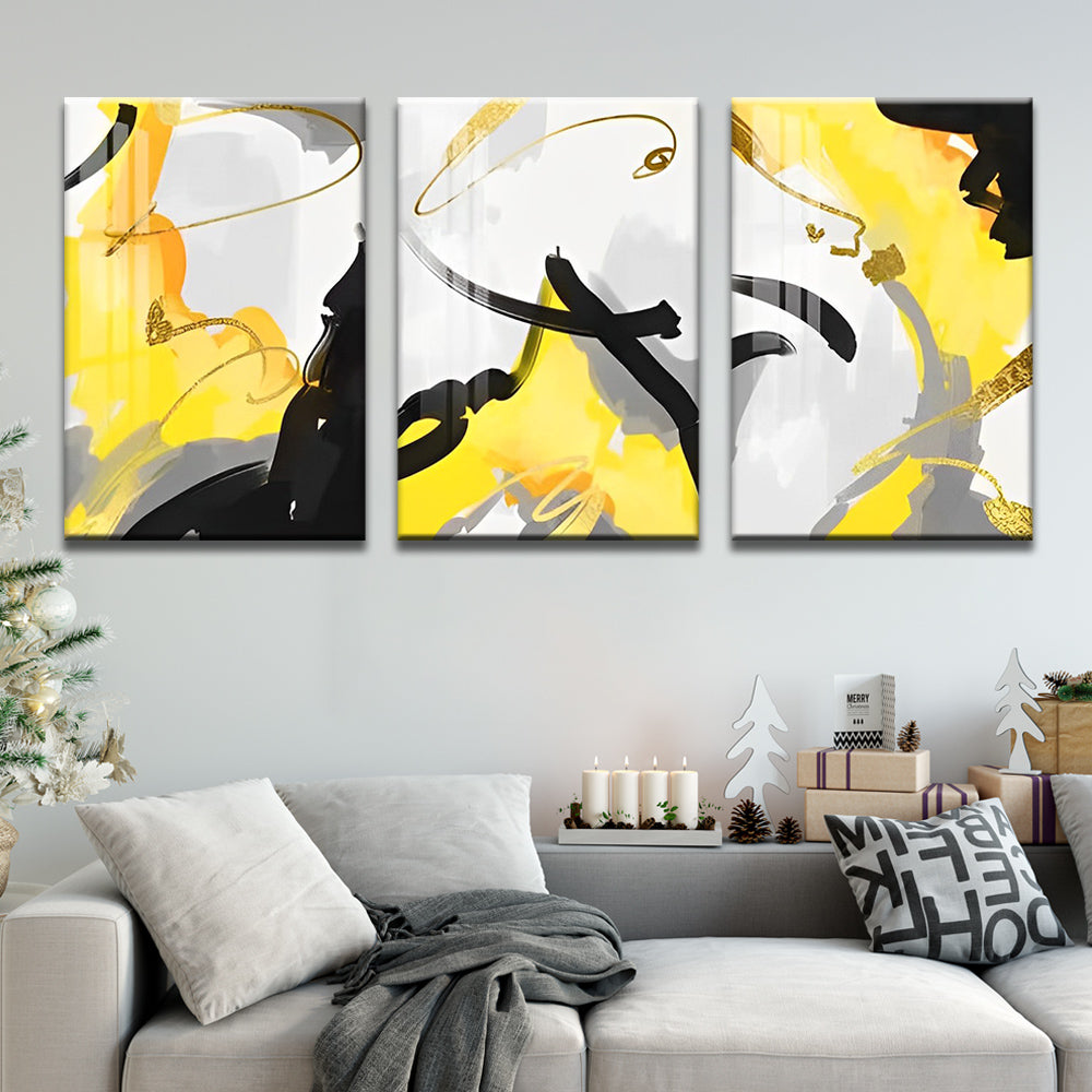 Jaune Noir et Gris 3 Partie Peinture par Numéros