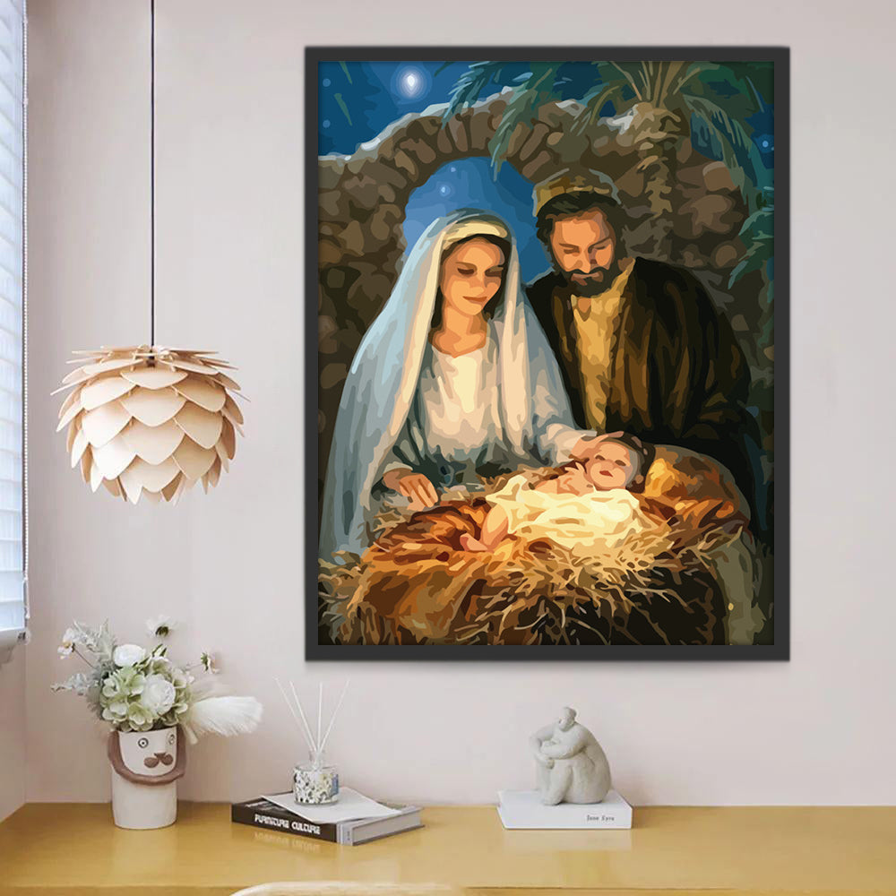 Jésus dans la crèche chrétienne Peinture par Numéros