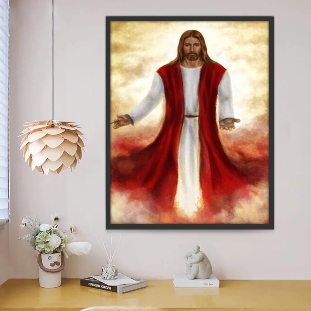 Jésus en Robe Rouge Peinture par Numéros