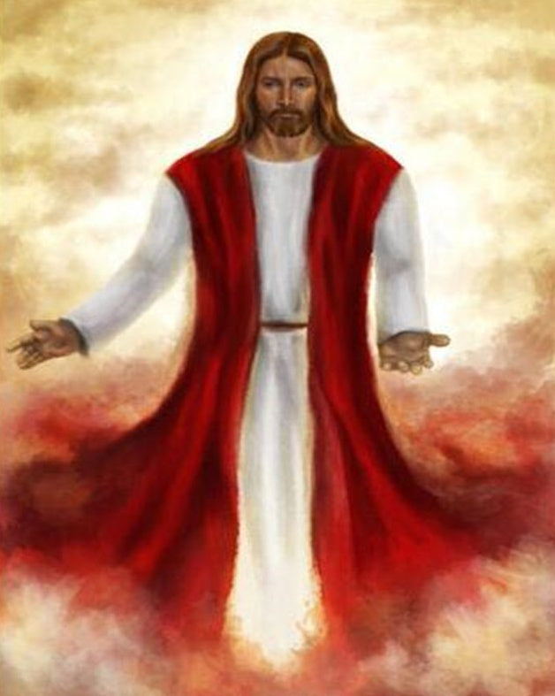 Jésus en Robe Rouge Peinture par Numéros