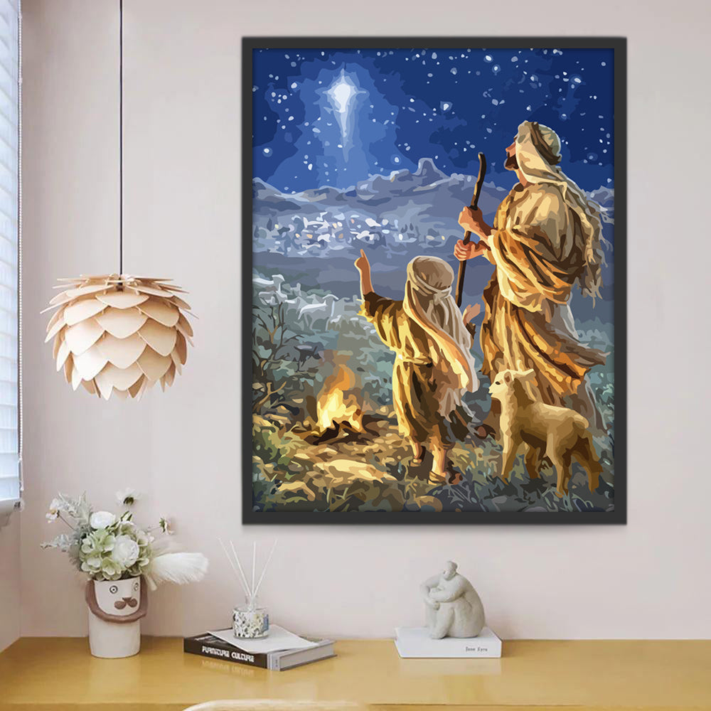 Jésus et Enfant avec Mouton Peinture par Numéros