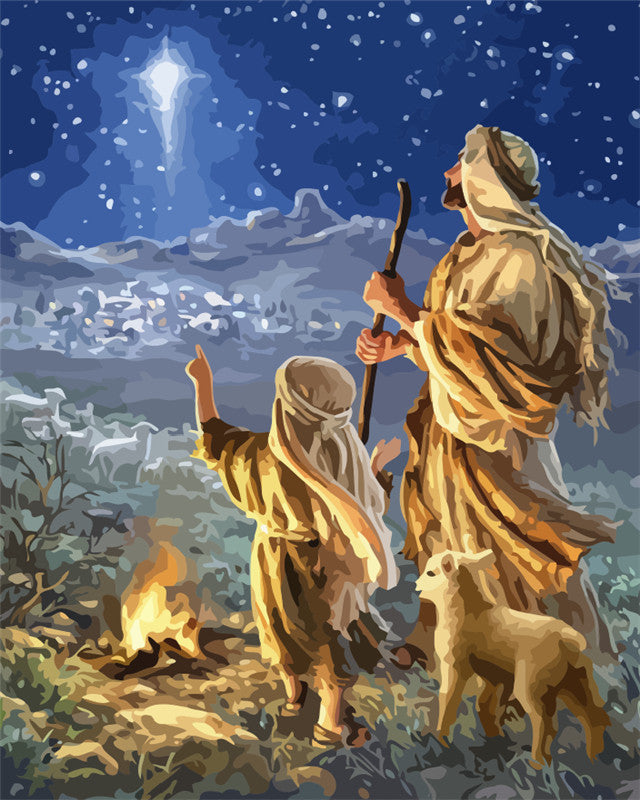 Jésus et Enfant avec Mouton Peinture par Numéros