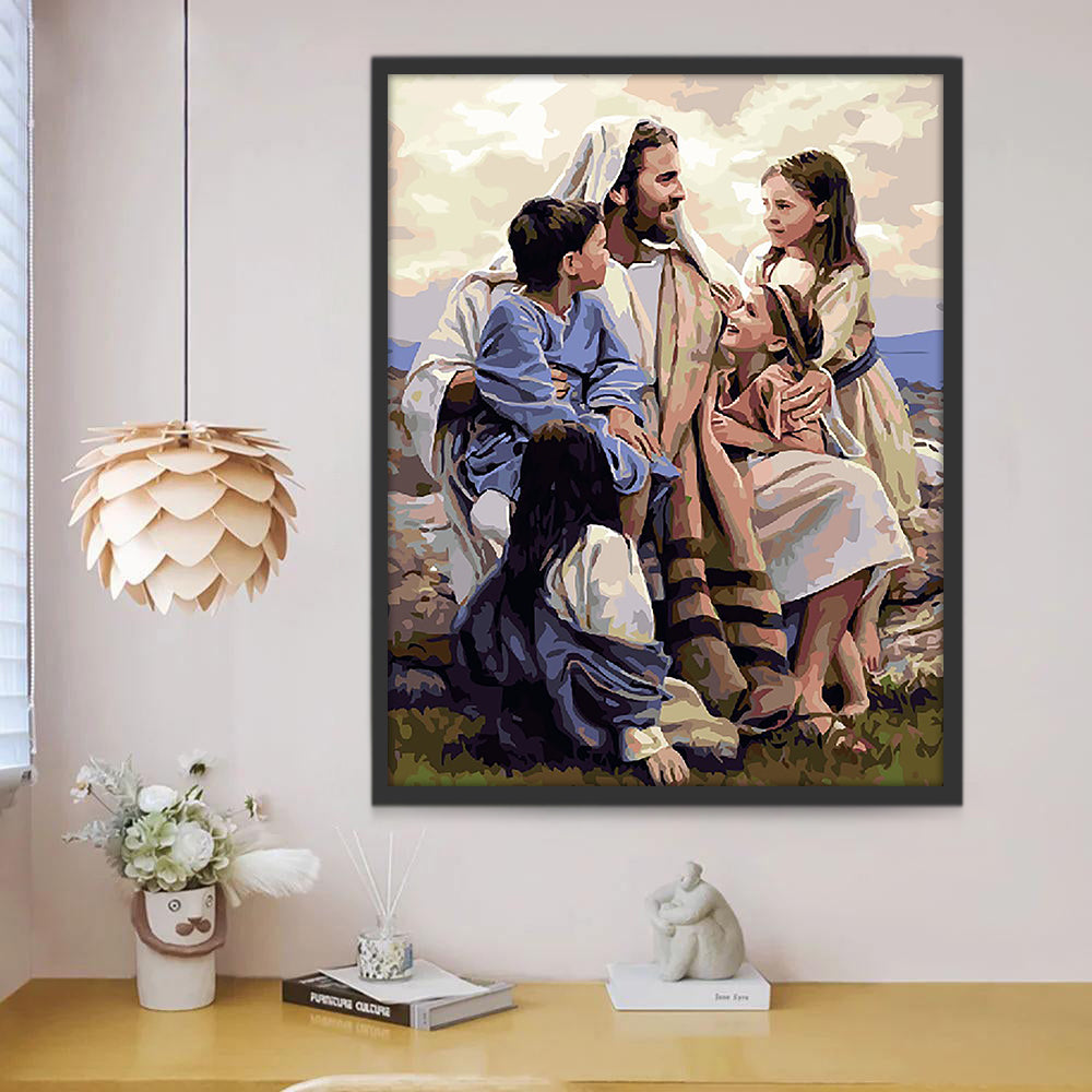 Jésus et Enfants Peinture par Numéros