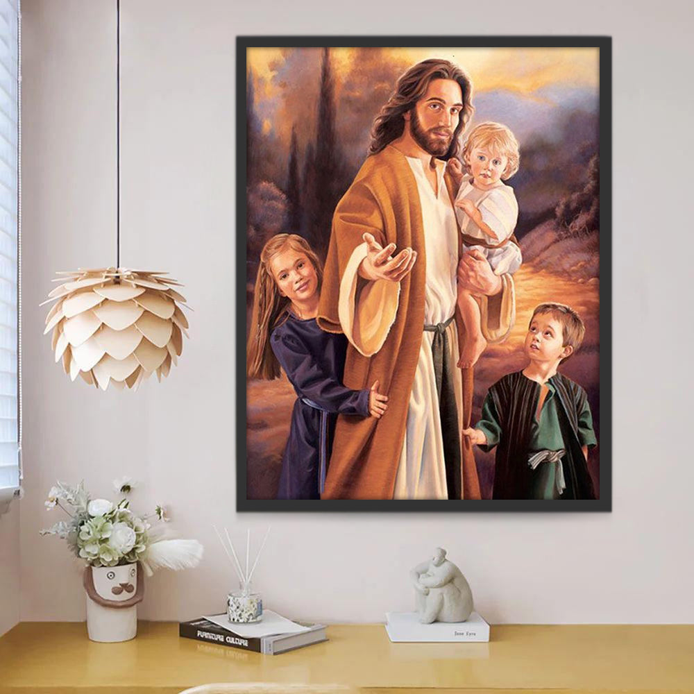 Jésus et Enfants Peinture par Numéros PBNCHL66