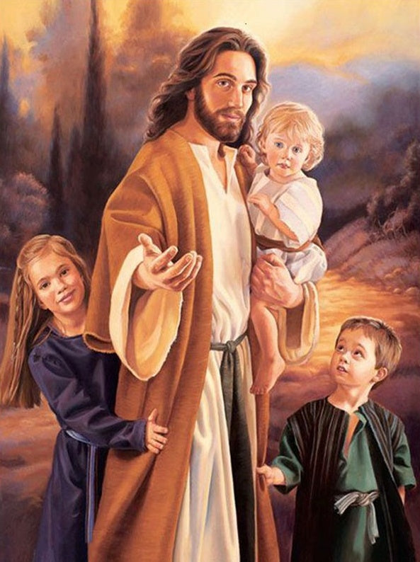 Jésus et Enfants Peinture par Numéros PBNCHL66