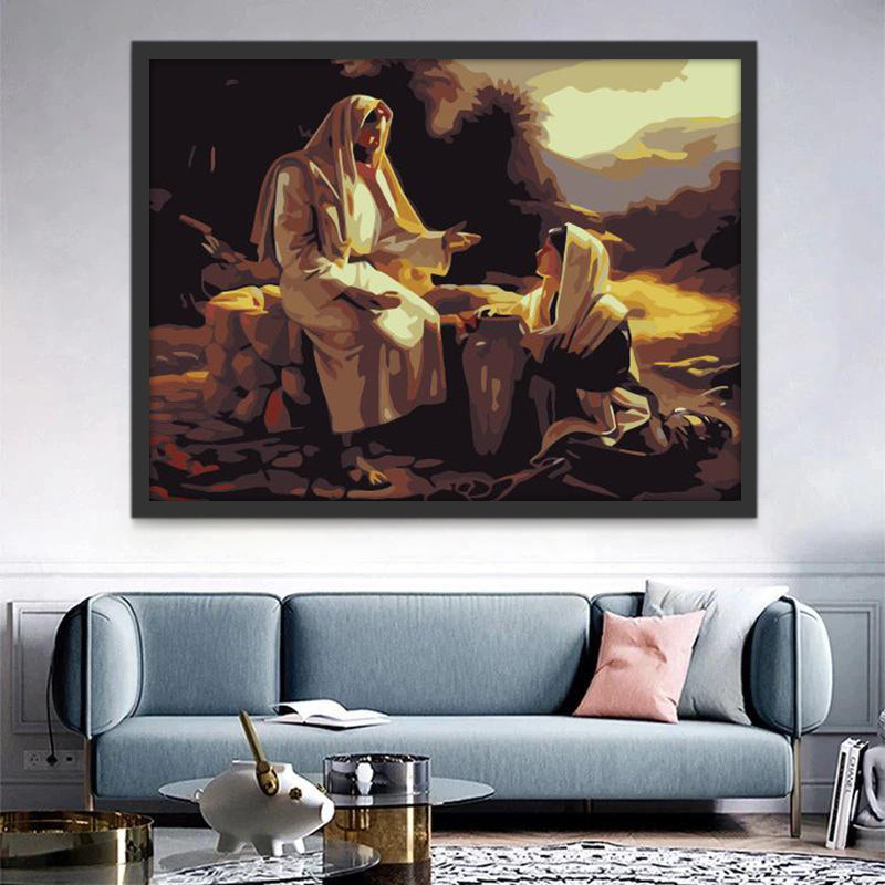 Jésus et femme samaritaine Peinture par Numéros
