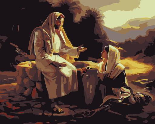 Jésus et femme samaritaine Peinture par Numéros