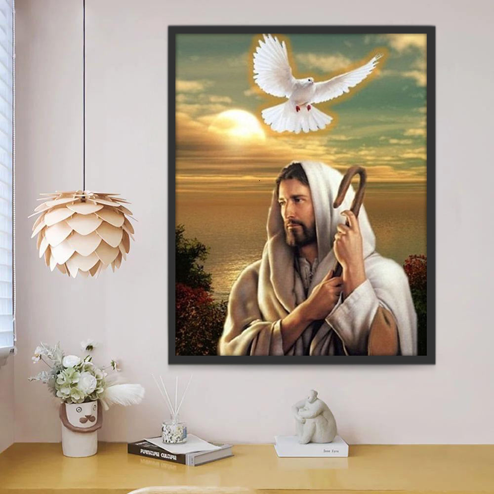Jésus et la colombe blanche Peinture par Numéros