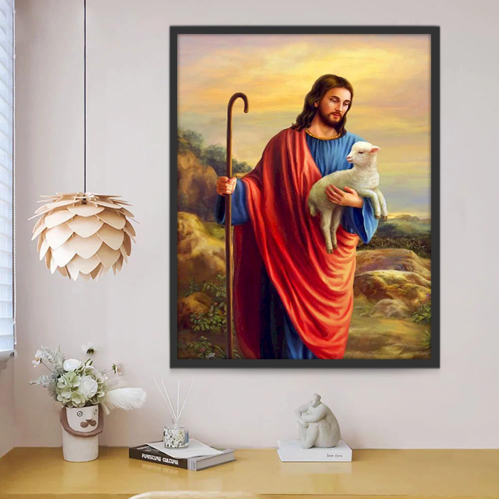 Jésus et l'Agneau Peinture par Numéros