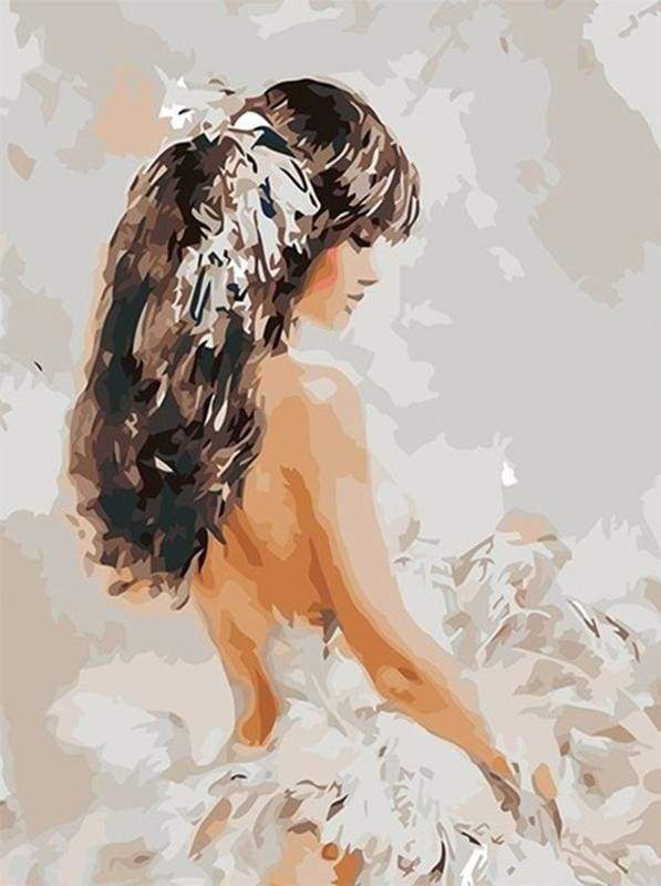 Jeune Femme en blanc Peinture par Numéros