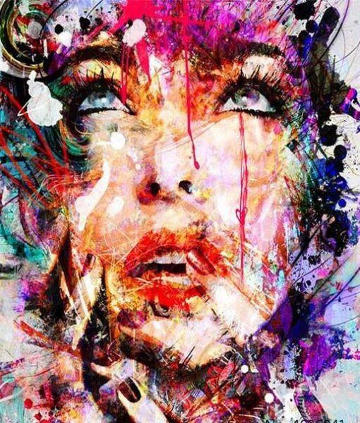 Jeune Fille avec Eclaboussure Colorée Peinture par Numéros