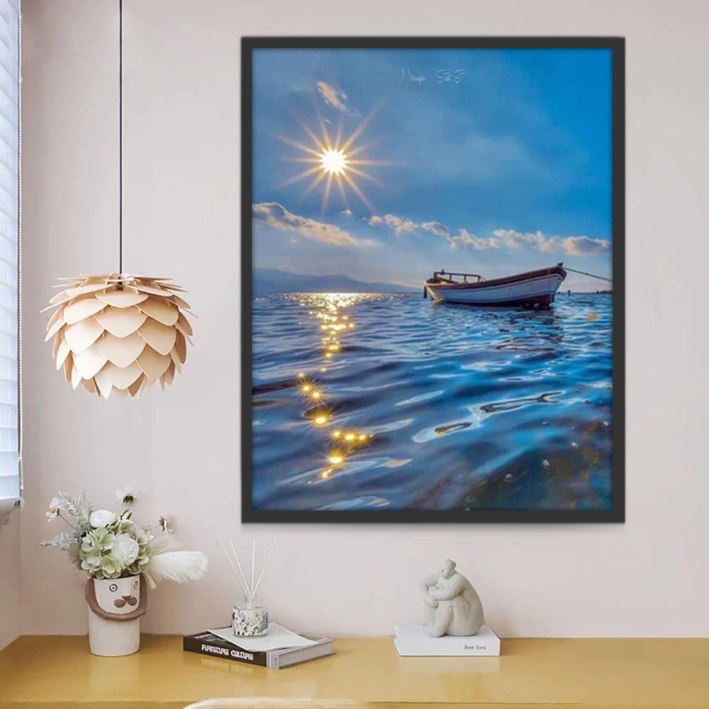 Joli Paysage Bateau Peinture par Numéros