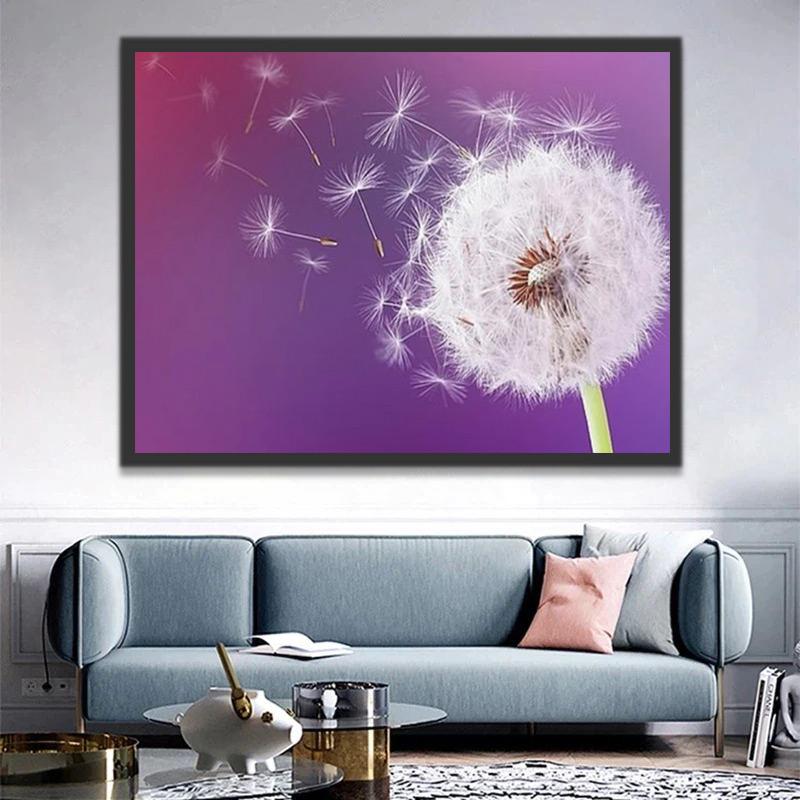 Joli Plante Pissenlit Violet Peinture par Numéros