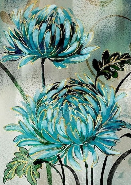 Jolies Fleurs Bleues Peinture par Numéros
