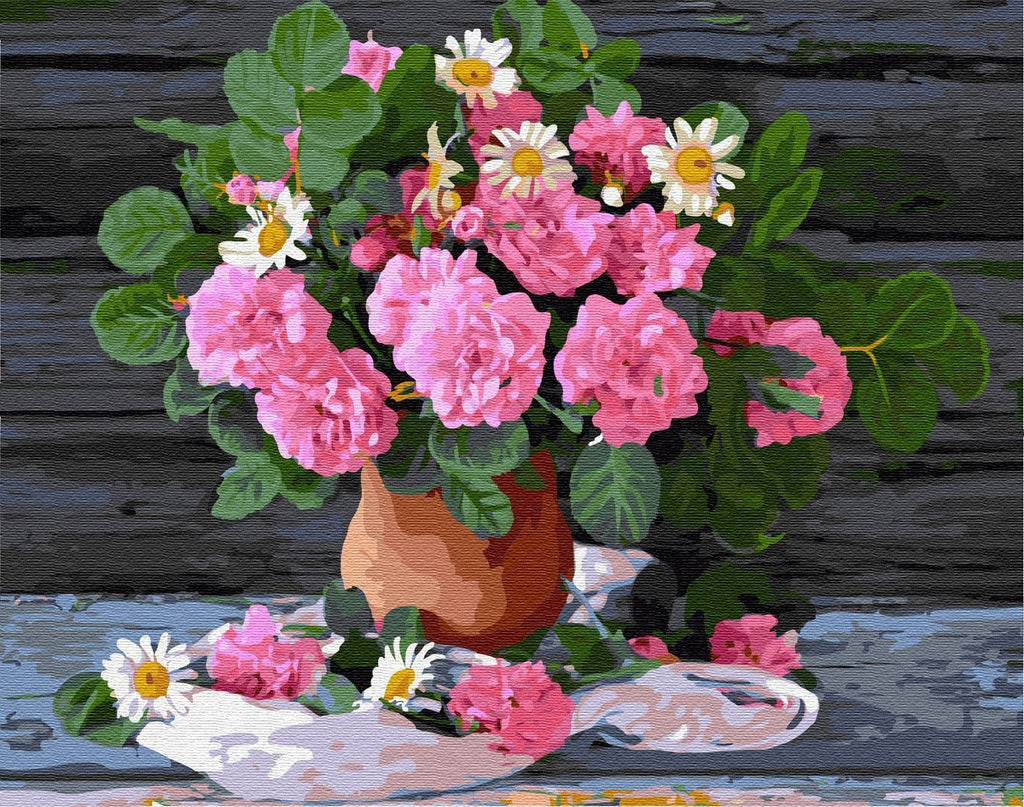 Jolies Pivoines Fleur Peinture par Numéros