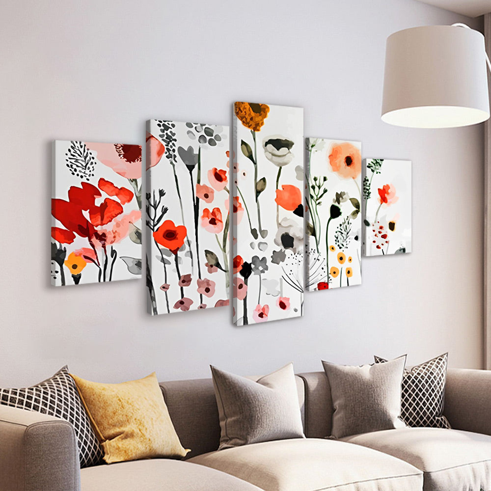 Jolis Coquelicots Dessinés 5 Partie Peinture par Numéros